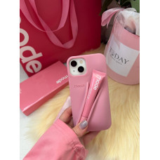 Чохол rhode на iPhone 14 рожевий ribbon с блиском для губ